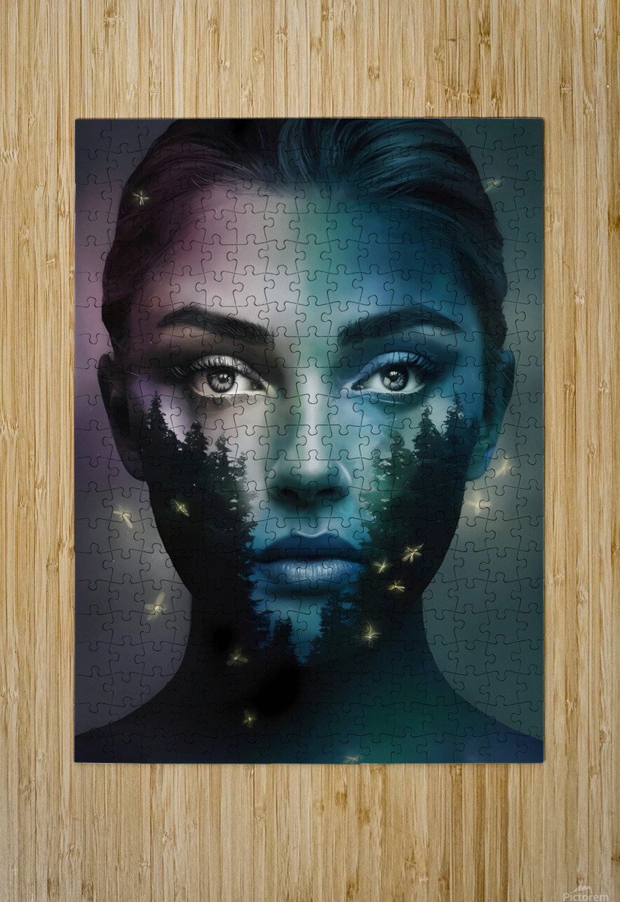 a captivating abstract photograph of a woman s fa Surf Puzzle printing