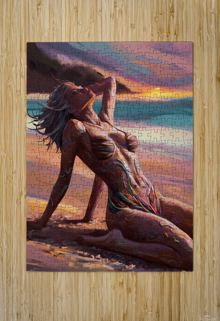 a striking abstract image of a sultry woman lying Surf Puzzle printing