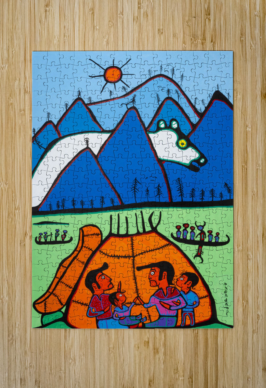 Shaman Grandfather Telling Stories of the Giant Bear -  archival museum print Official Morrisseau Puzzle printing