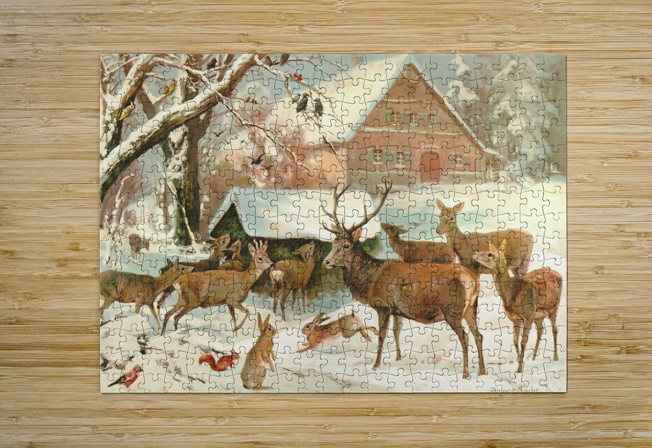 Deer in the Snow 1906 Row One Brand Puzzle printing