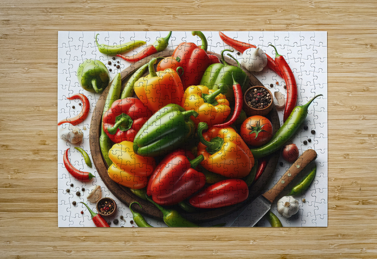 Red green yellow peppers food 29 artvi Puzzle printing