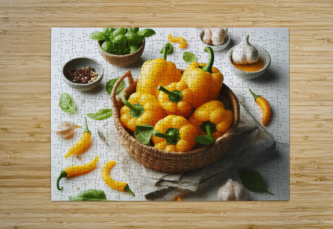 Red green yellow peppers food 15 artvi Puzzle printing
