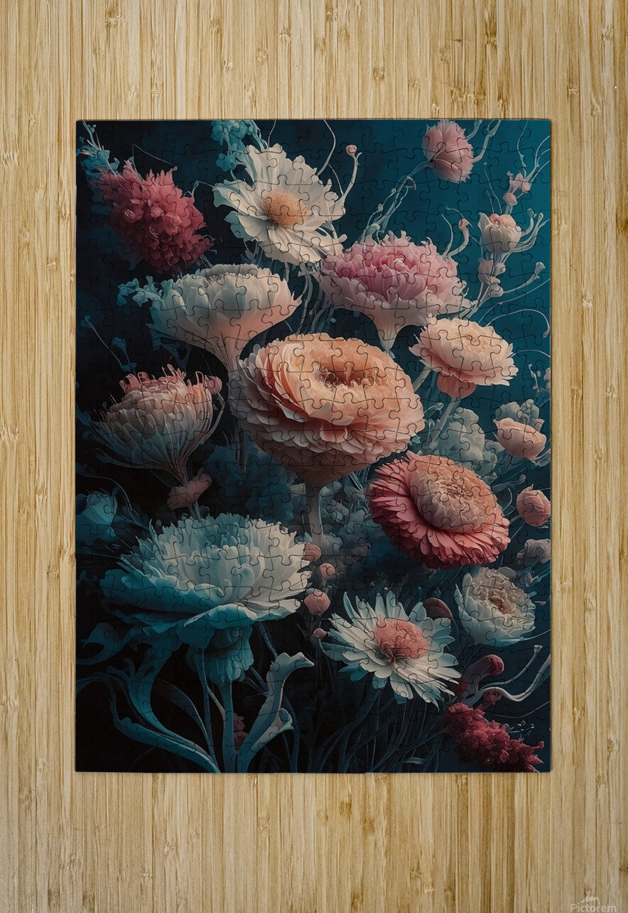 a stunning digital floral artwork featuring trans ArtisanEcho Puzzle printing