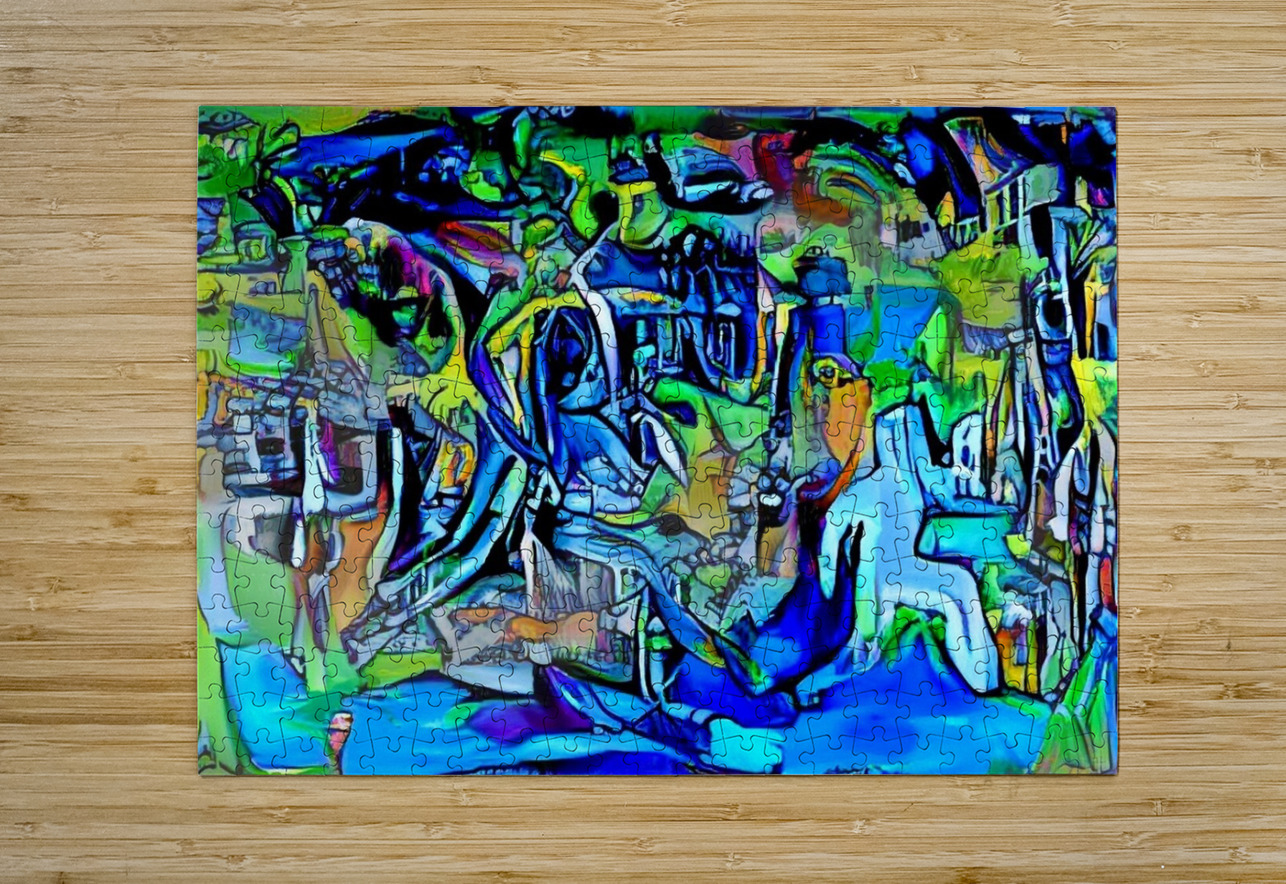 Abstract Odyssey: A Journey Through Blue Realms Luciano Puzzle printing