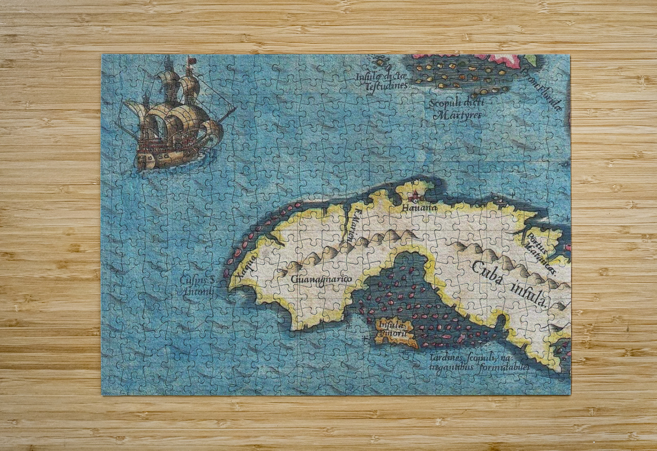 1591 De Bry and Le Moyne Map of Florida and Cuba ASAR STUDIOS Puzzle printing