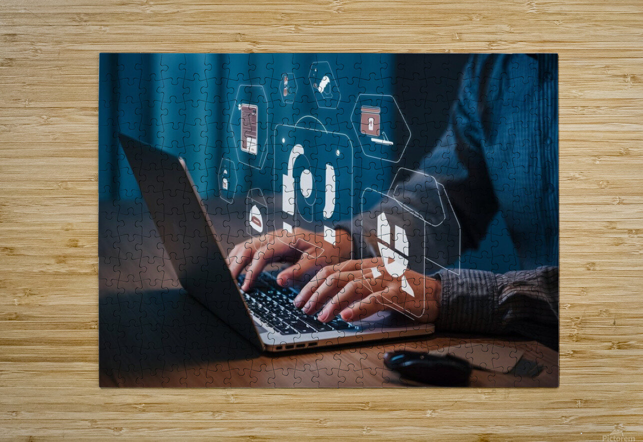 a person using a laptop at a table a stock photo Sam Digital Puzzle printing