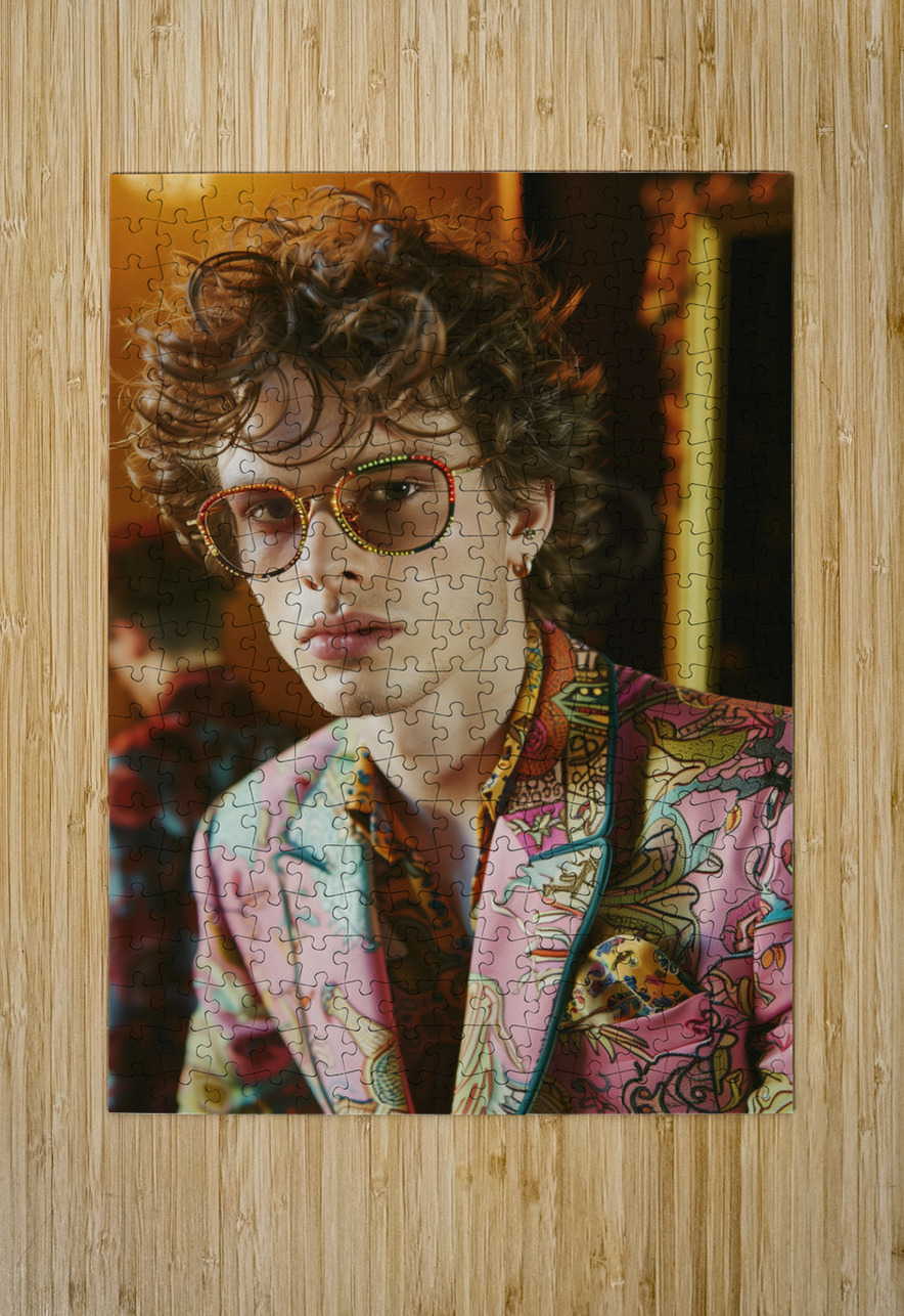 A cool MAN 90s model wearing rectangular glasse 7 ASAR STUDIOS Puzzle printing