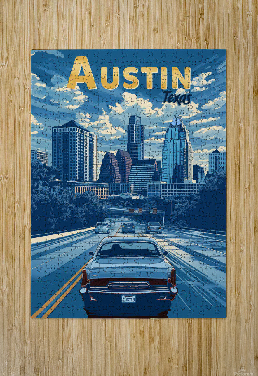 Austin Texas Travel Poster Wild River Puzzle printing