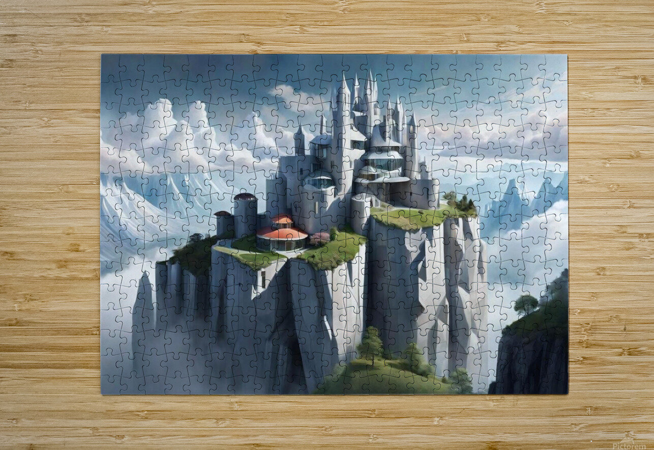 Architectural Marvel on a Rocky Precipice: A Fusion of Gothic and Art Deco Inspirations Jehad Hamdan Puzzle printing