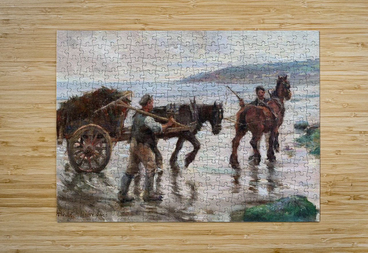 HAROLD HARVEY 1874 1941 SEAWEED GATHERERS ON NEWL ASAR STUDIOS Puzzle printing