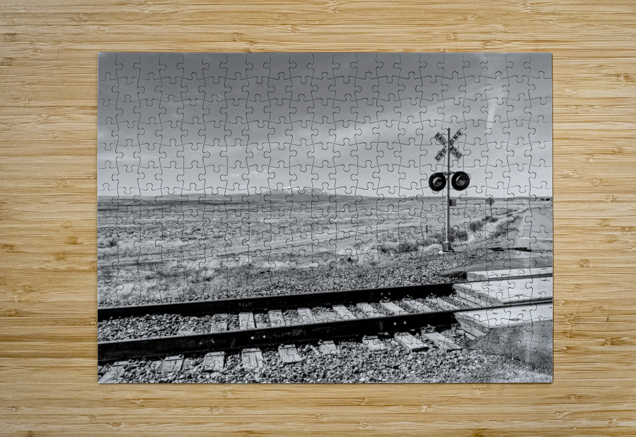 Utah Railroad And Mountains Grayscale Jennifer White Puzzle printing