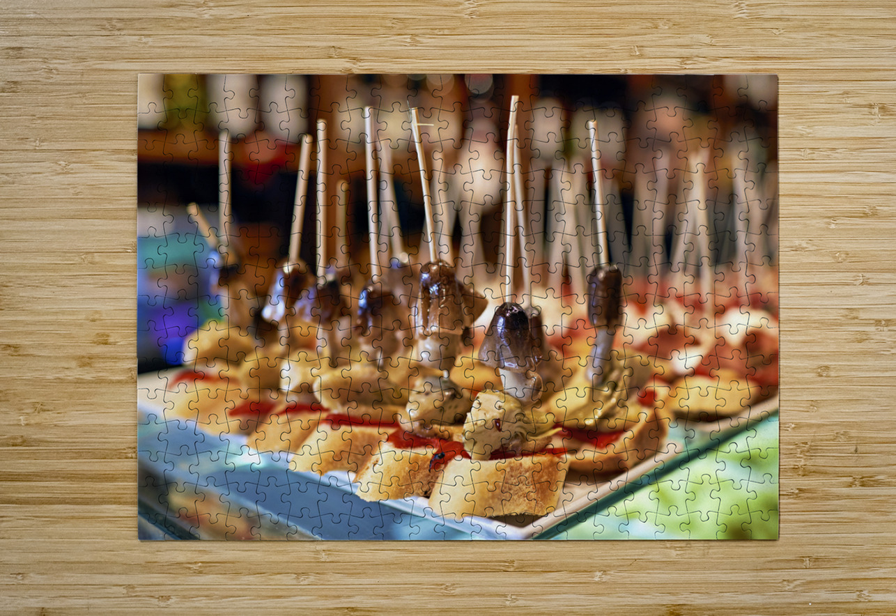 Barcelona. Catalonia. Spain. Tasty tapas in a bar appetizers snacks Marco Brivio Puzzle printing