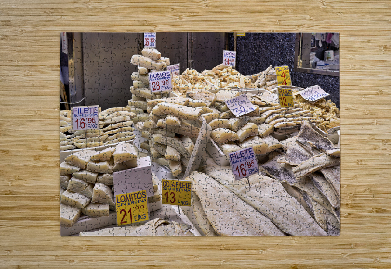 Barcelona. Catalonia. Spain. The Mercat de Sant Josep de la Boqueria. Fishmonger Marco Brivio Puzzle printing