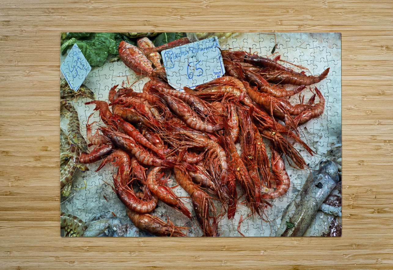 Barcelona. Catalonia. Spain. The Mercat de Sant Josep de la Boqueria. Fishmonger Marco Brivio Puzzle printing