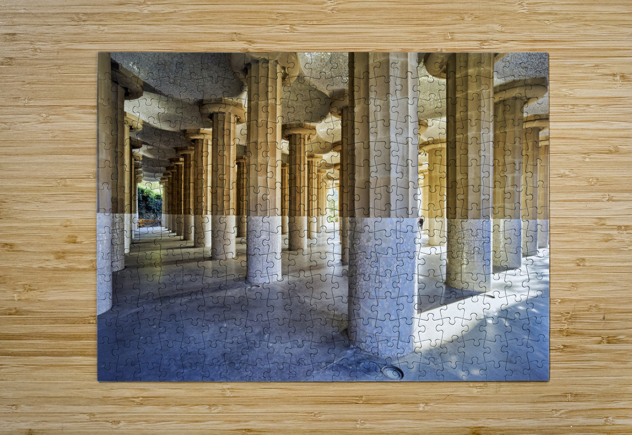 Barcelona. Catalonia. Spain. Columns and Domes of Hypostyle Room in Park Guell Marco Brivio Puzzle printing