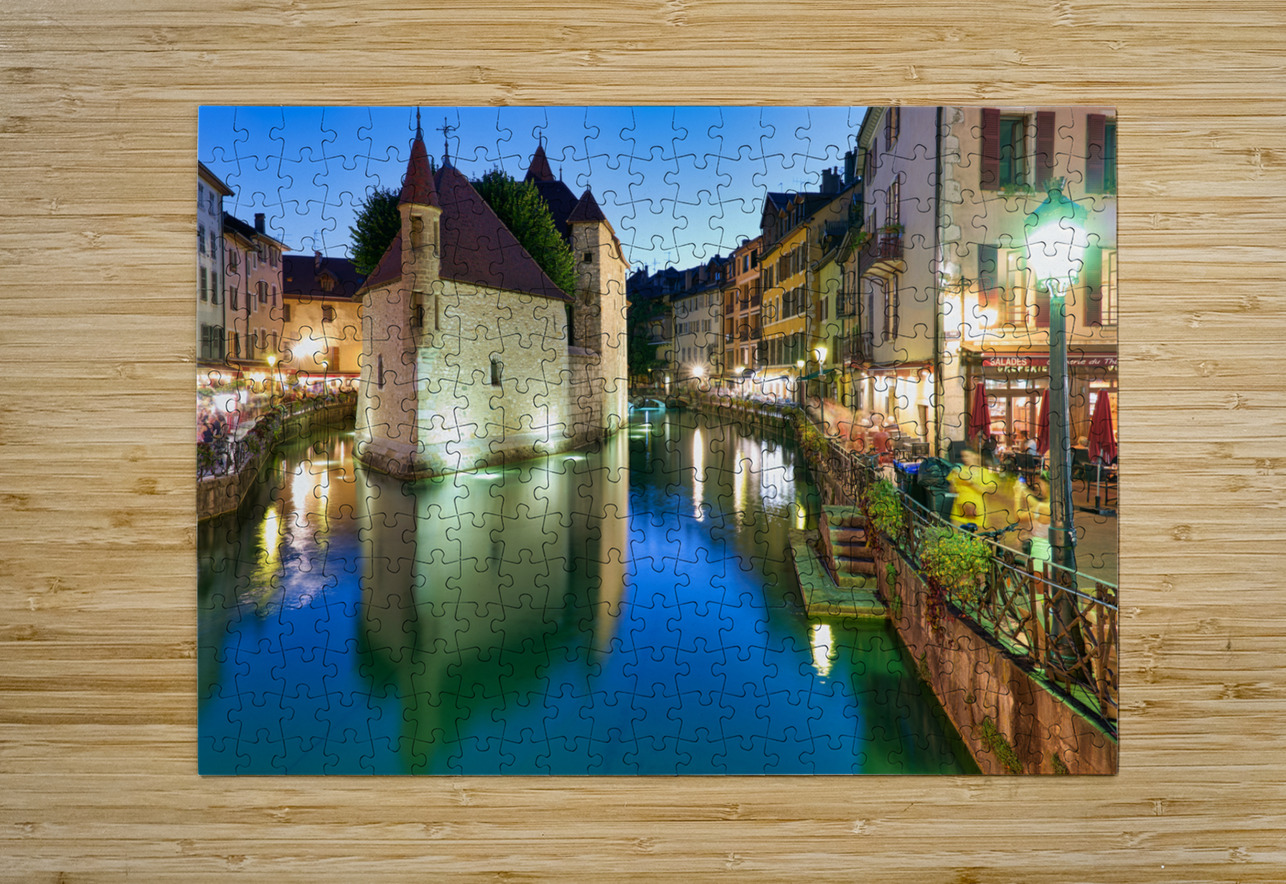 Annecy Haute Savoie France. The Palais de lIsle and Thiou river at sunset Marco Brivio Puzzle printing