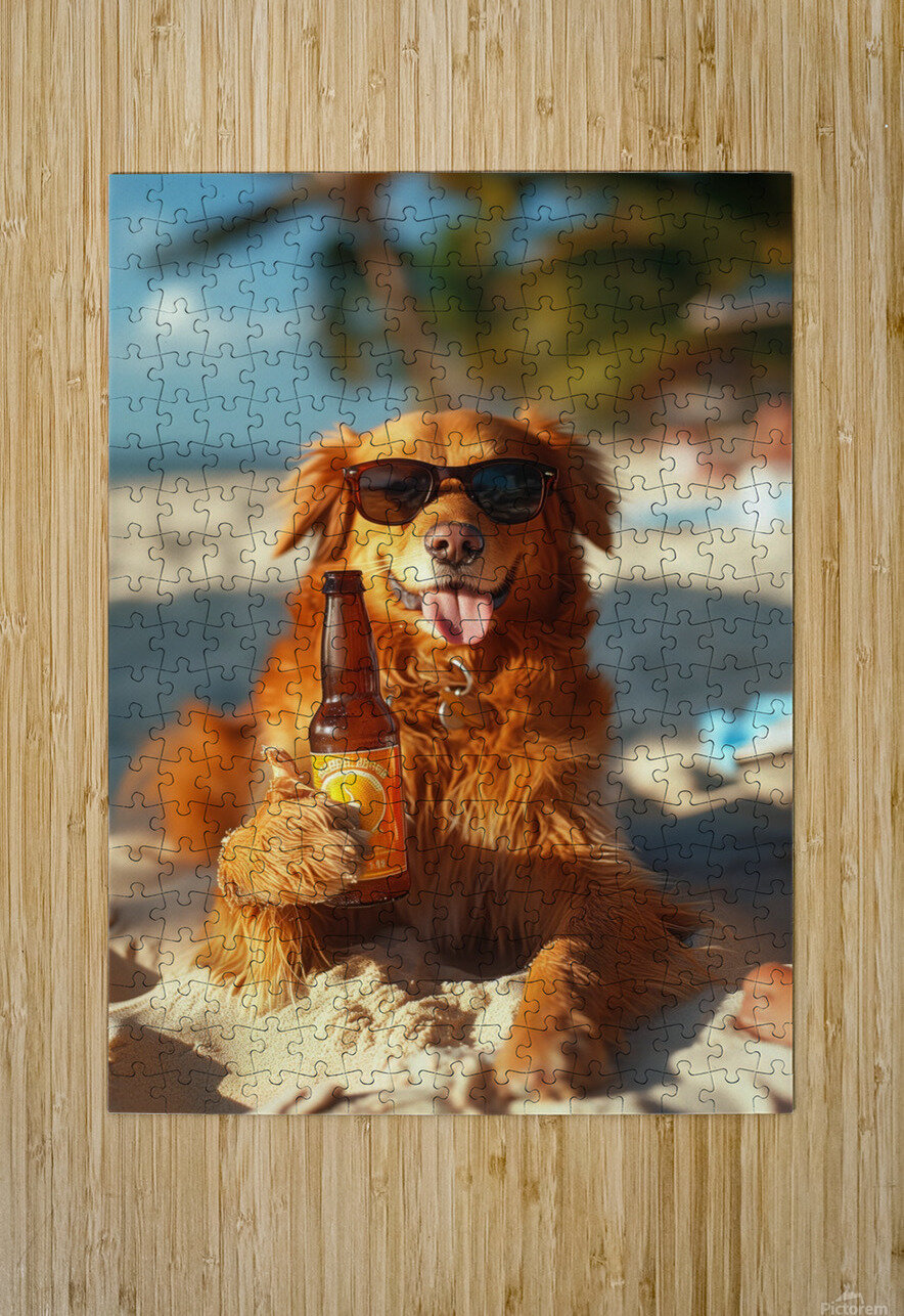 Beer Dog at the Beach 8 Jensen Art Co Puzzle printing