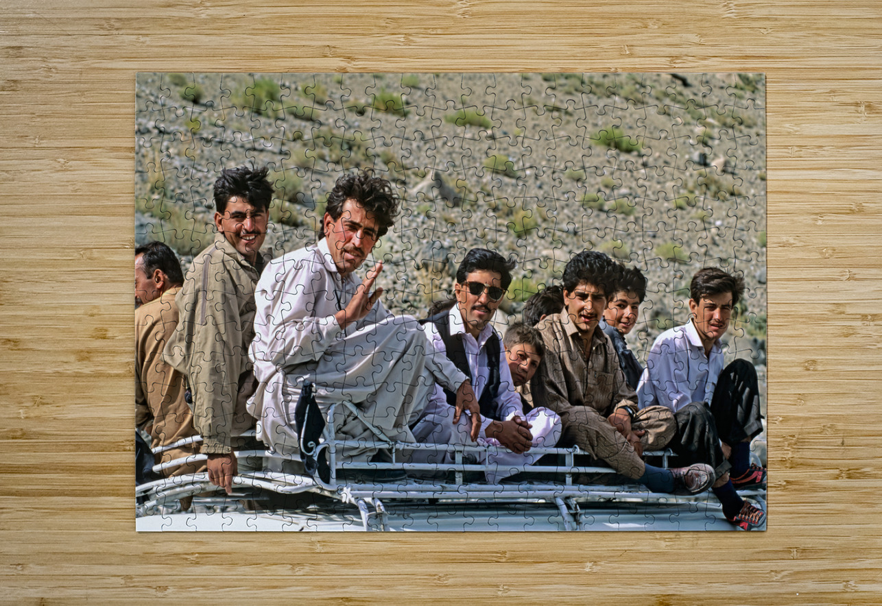 Pakistan. People travelling on the roof of a van Marco Brivio Puzzle printing