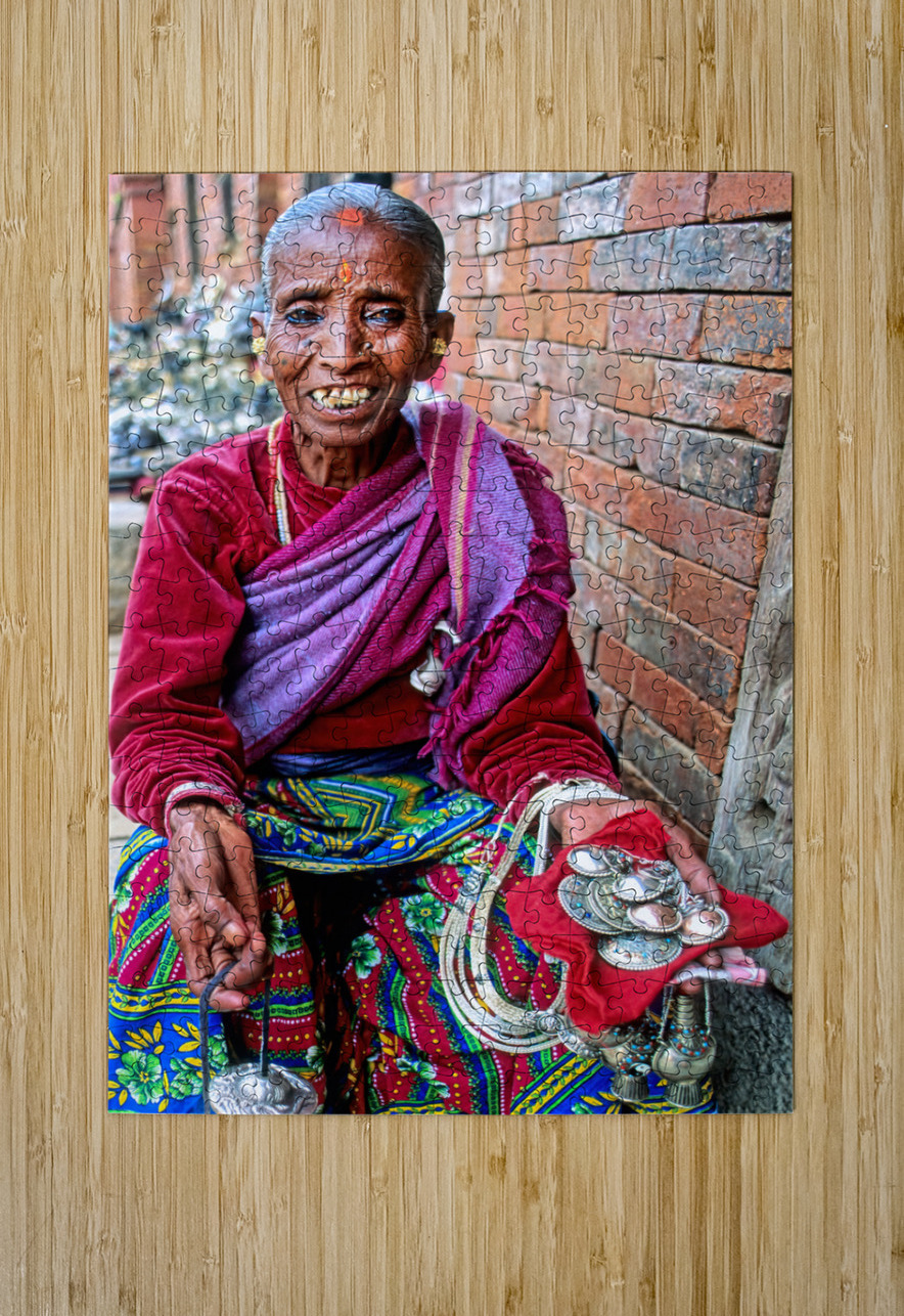 Nepal. Kathmandu. Old woman selling jewels Marco Brivio Puzzle printing