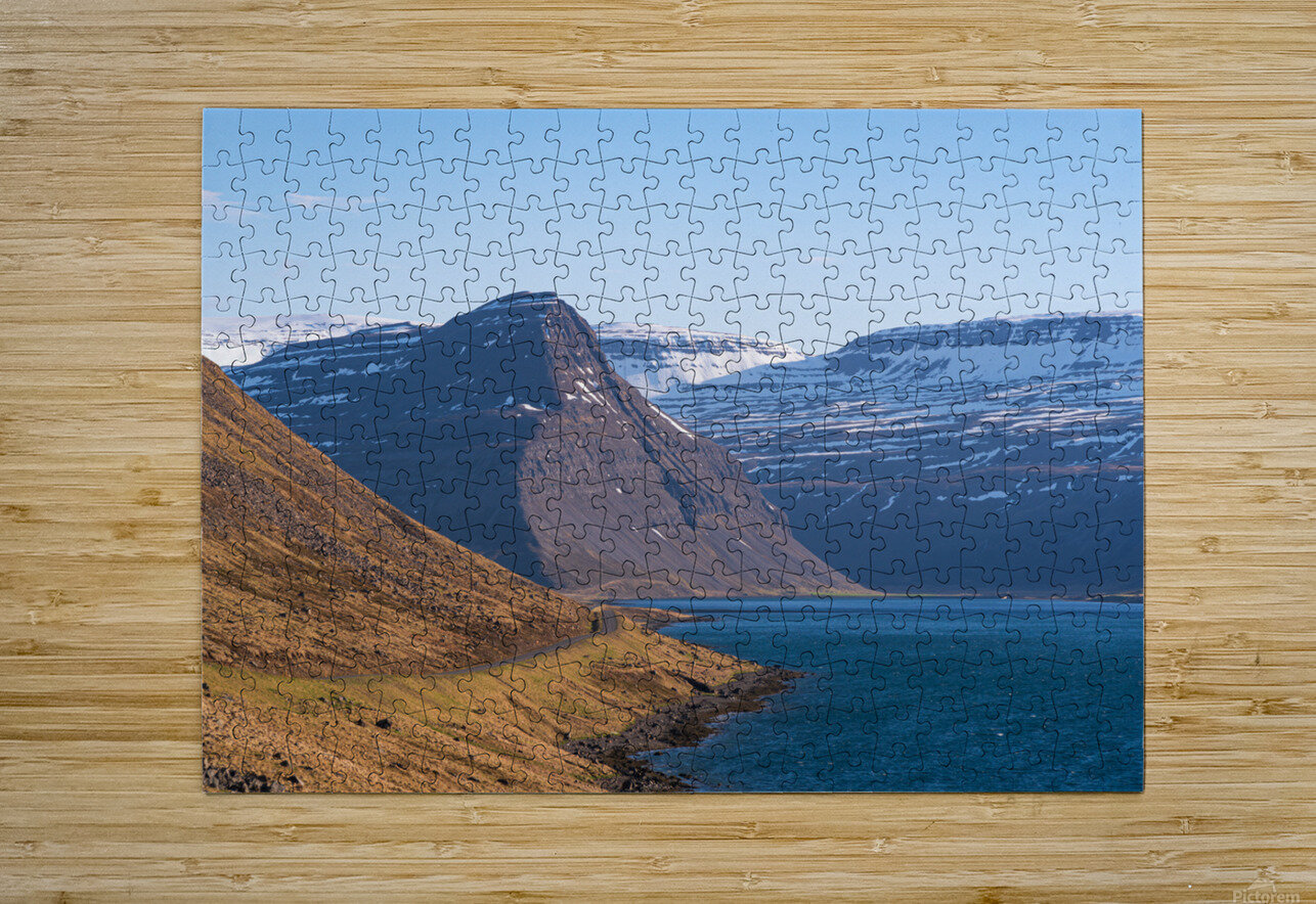 Road in the high arctic nature of Iceland Westfjords. High mountains and glacier John Nilsson Puzzle printing