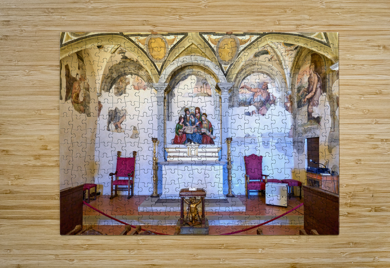 Cortona Arezzo Tuscany Italy. In Diocesan Museum once the seat of the Society of the Good Jesus is a cycle of frescoes by Vasari Marco Brivio Puzzle printing