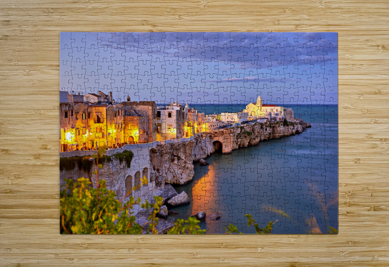 Vieste Gargano. Apulia Puglia Italy. Cape San Francesco and San Francesco church at sunset Marco Brivio Puzzle printing