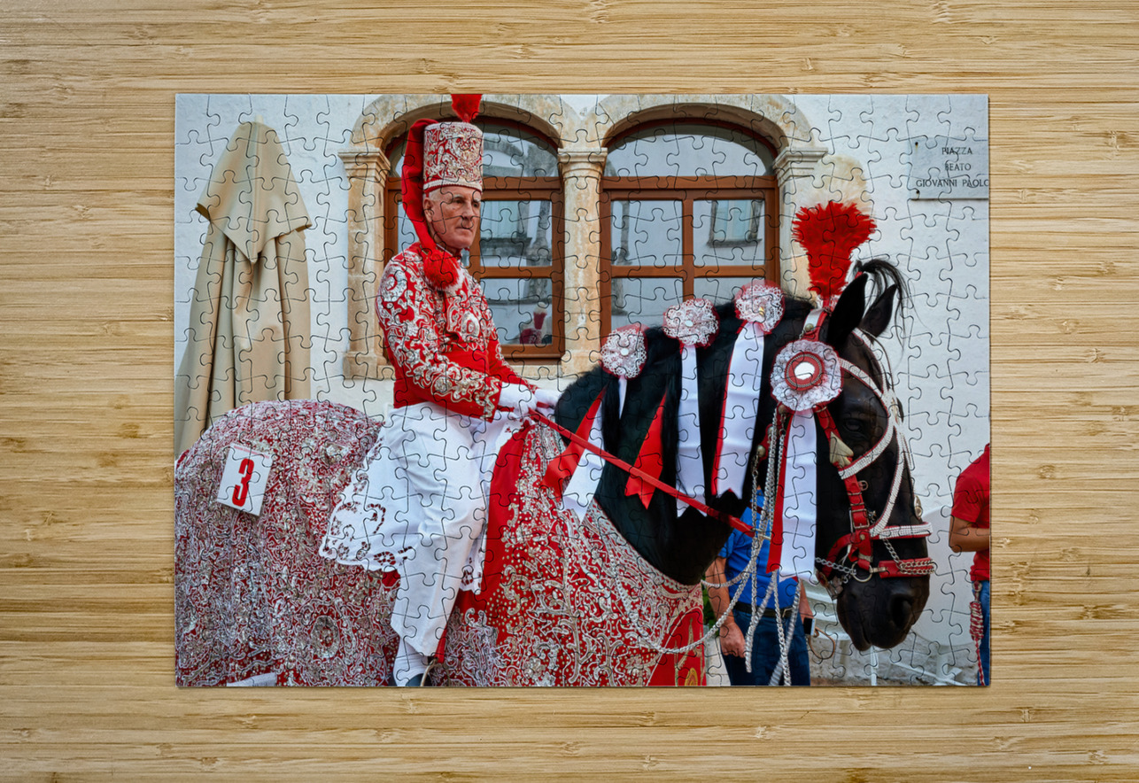Apulia Puglia Italy. Ostuni. Festival of Saint Orontius. The cavalcata a procession of horses in the streets of the town Marco Brivio Puzzle printing