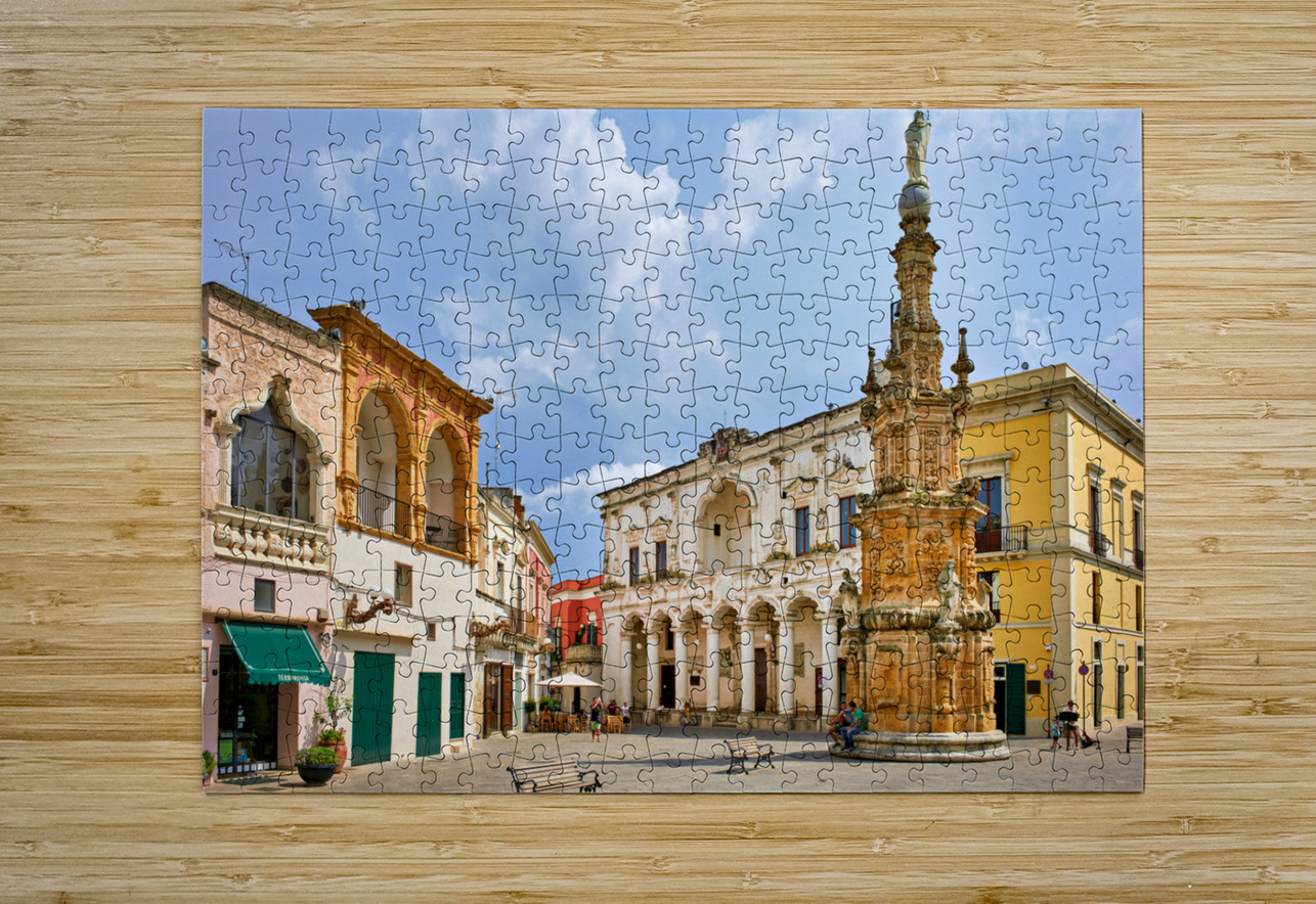 Salento. Apulia Puglia Italy. Nardò. Salandra square. 18th century column Marco Brivio Puzzle printing
