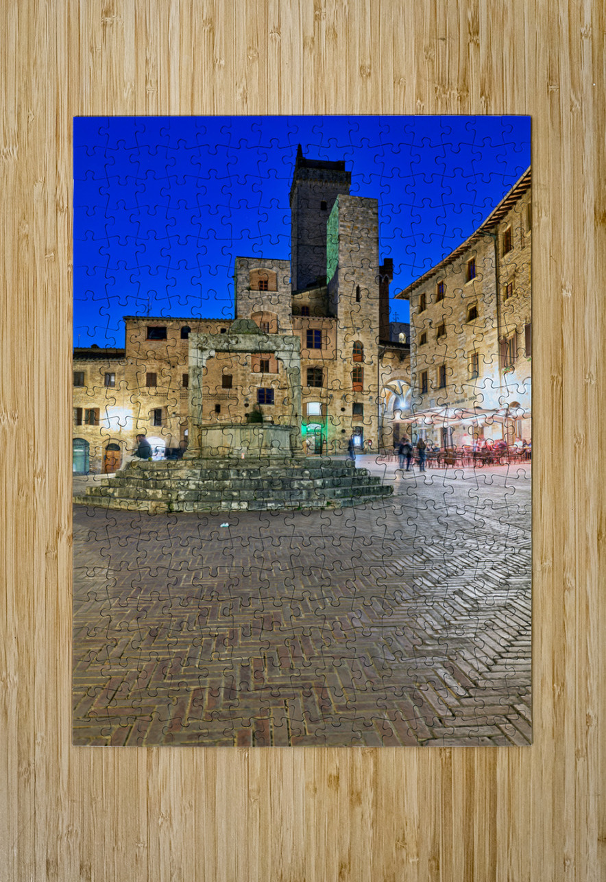 San Gimignano. Tuscany. Italy. Piazza della Cisterna at sunset Marco Brivio Puzzle printing