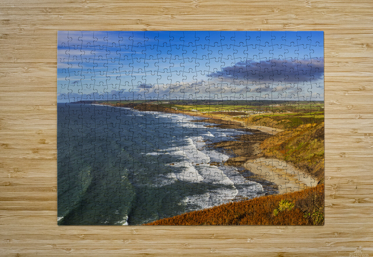 Widemouth Bay  Panorama Cornwall maggie mccall Puzzle printing
