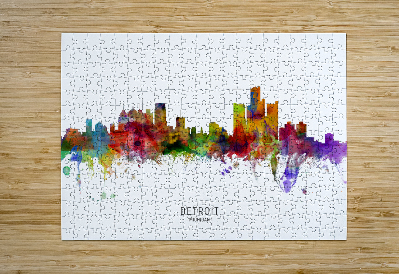 Detroit Michigan Skyline Michael Tompsett Puzzle printing