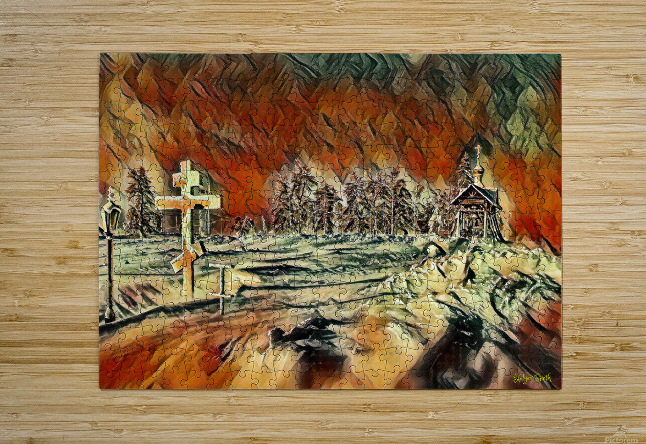 church snow pastel From Above Gallery Puzzle printing