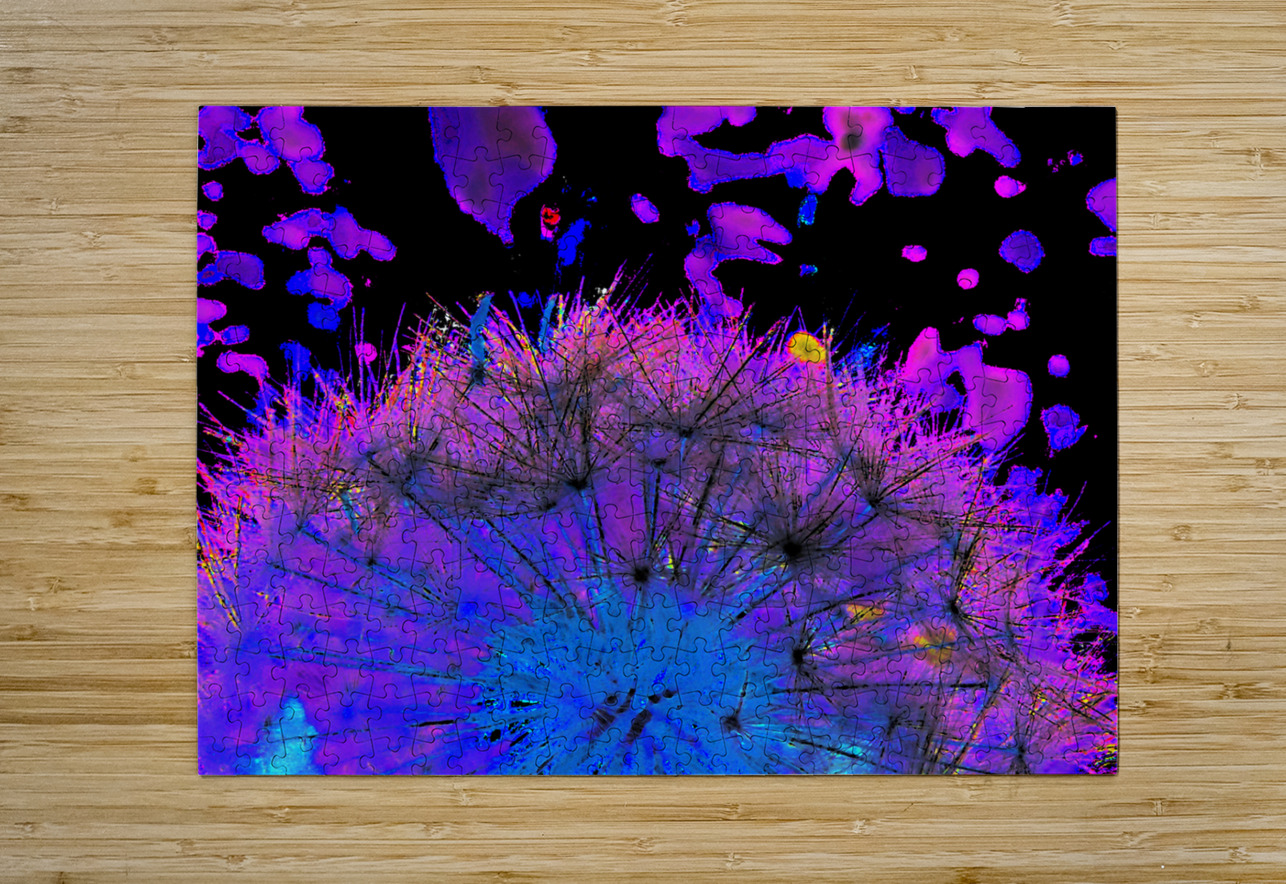 Abstract Neon Dandelion Seeds Close Up Catriona Roberts Nature Photography and Designs Puzzle printing