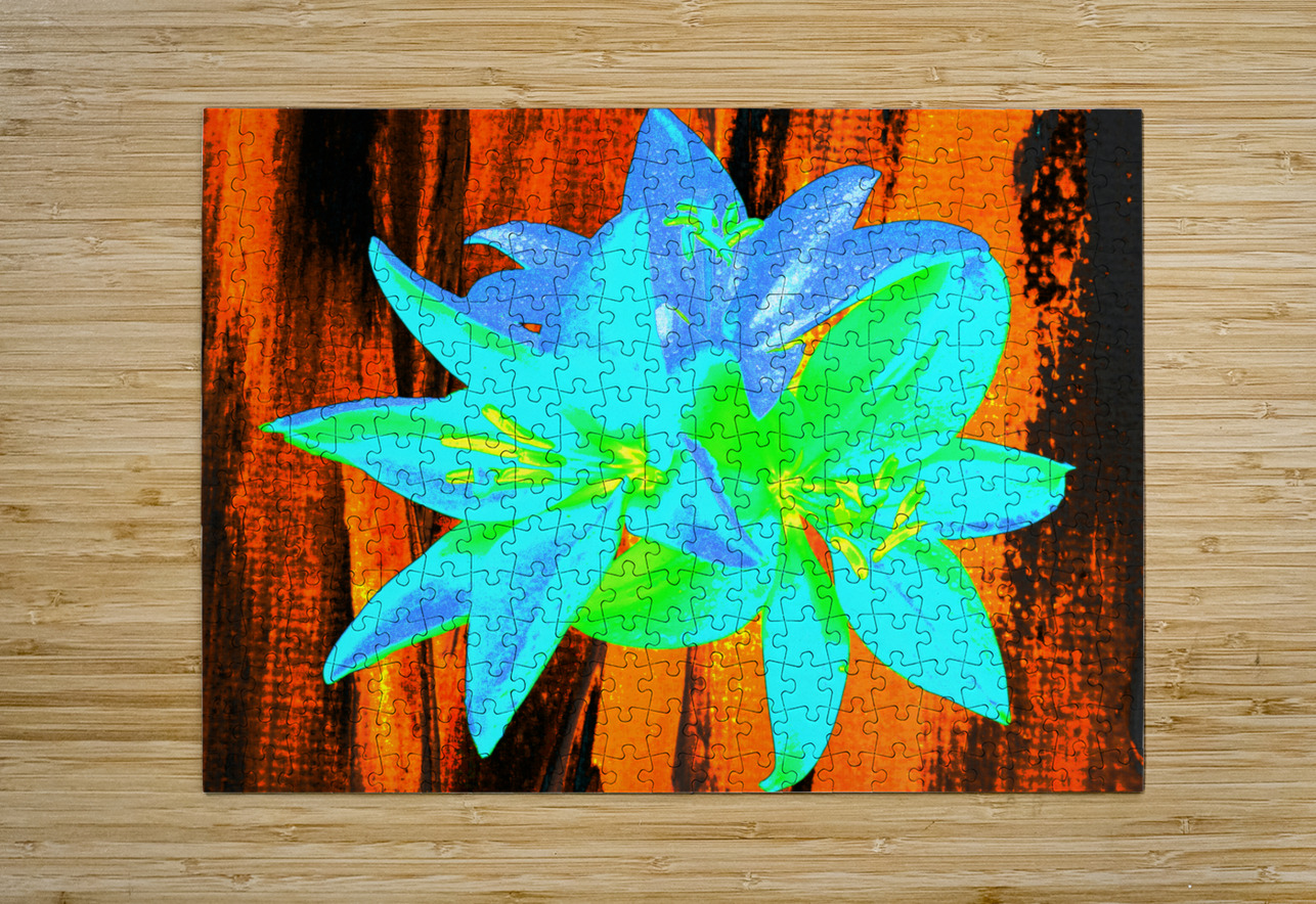 Abstract Vibrant Neon  Trio of Lilies Catriona Roberts Nature Photography and Designs Puzzle printing