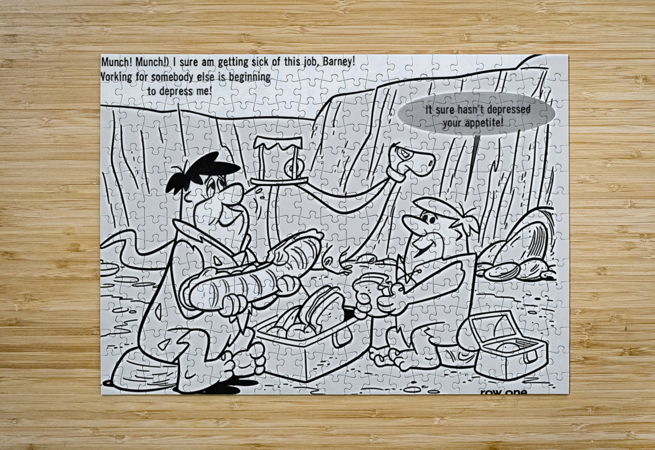 Fred Flintstone and Barney Rubble Eating Lunch Row One Brand Puzzle printing