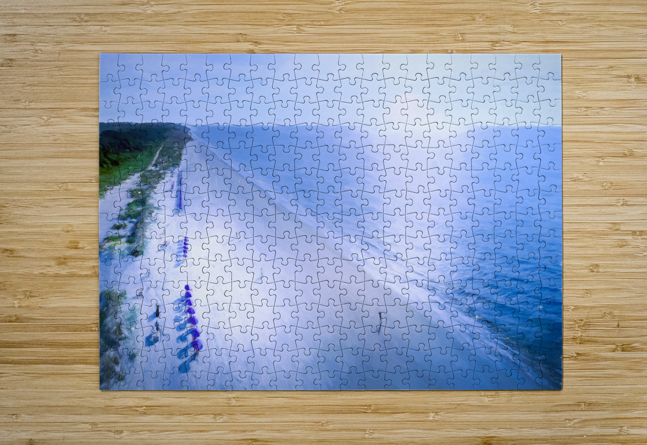 Royal Blue Beach Umbrellas  Norma Brandsberg Photography Puzzle printing