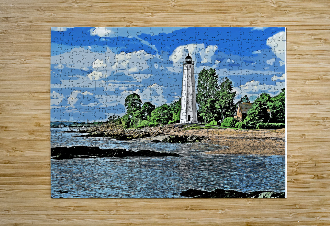 Five Mile Point Lighthouse in Connecticut - Illus. Allan Wood Puzzle printing