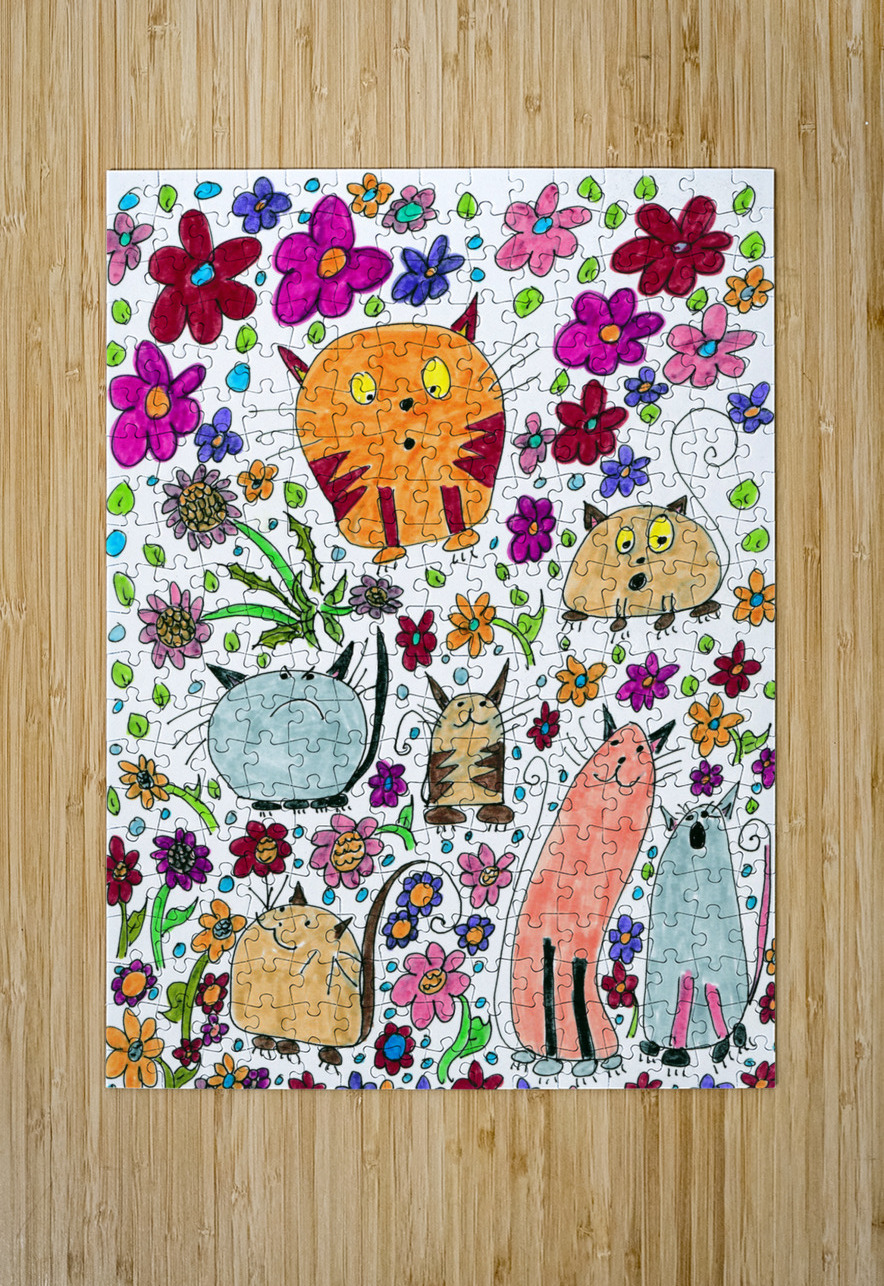 Abstract Floral Doodle Art Cats  Catriona Roberts Nature Photography and Designs Puzzle printing