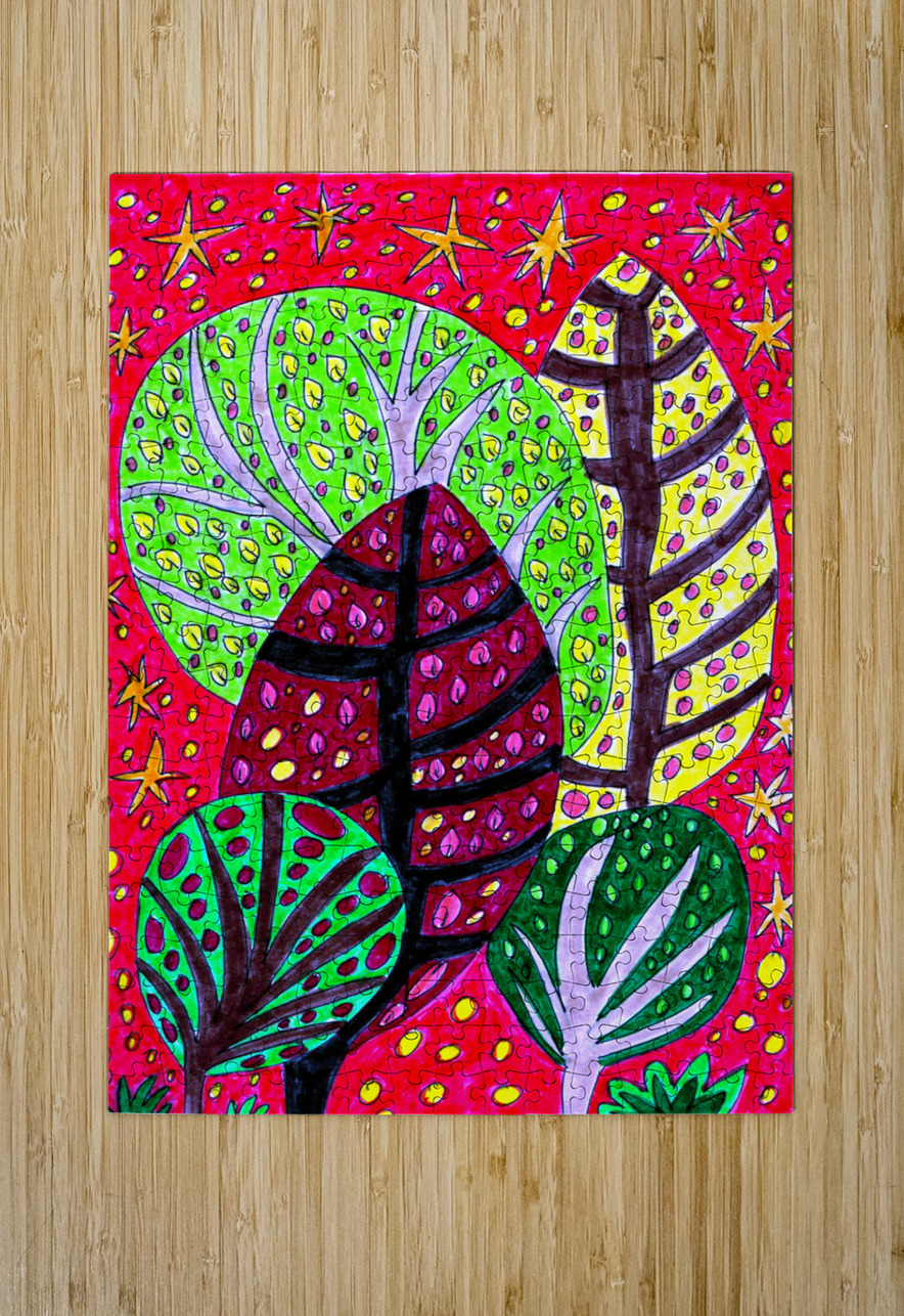 Five Abstract Doodle Trees Catriona Roberts Nature Photography and Designs Puzzle printing