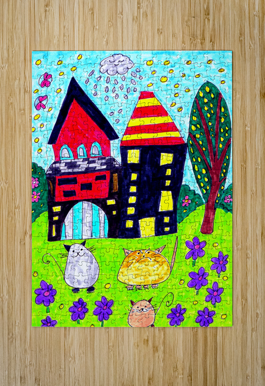 Abstract Doodle House Cats Catriona Roberts Nature Photography and Designs Puzzle printing