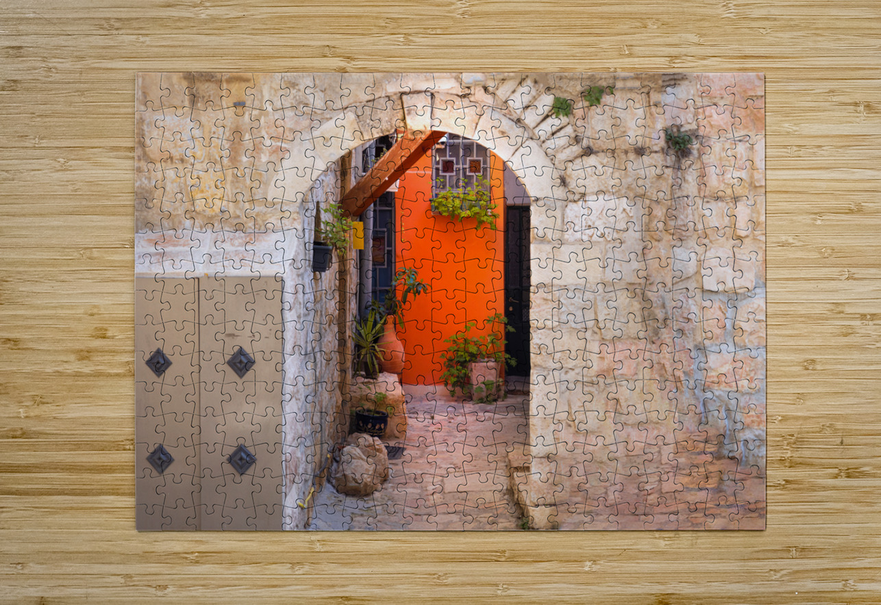 Israel Jerusalem old narrow streets of Nahlaot historic neighborhood with many small synagogues Elijah Lovkoff Puzzle printing