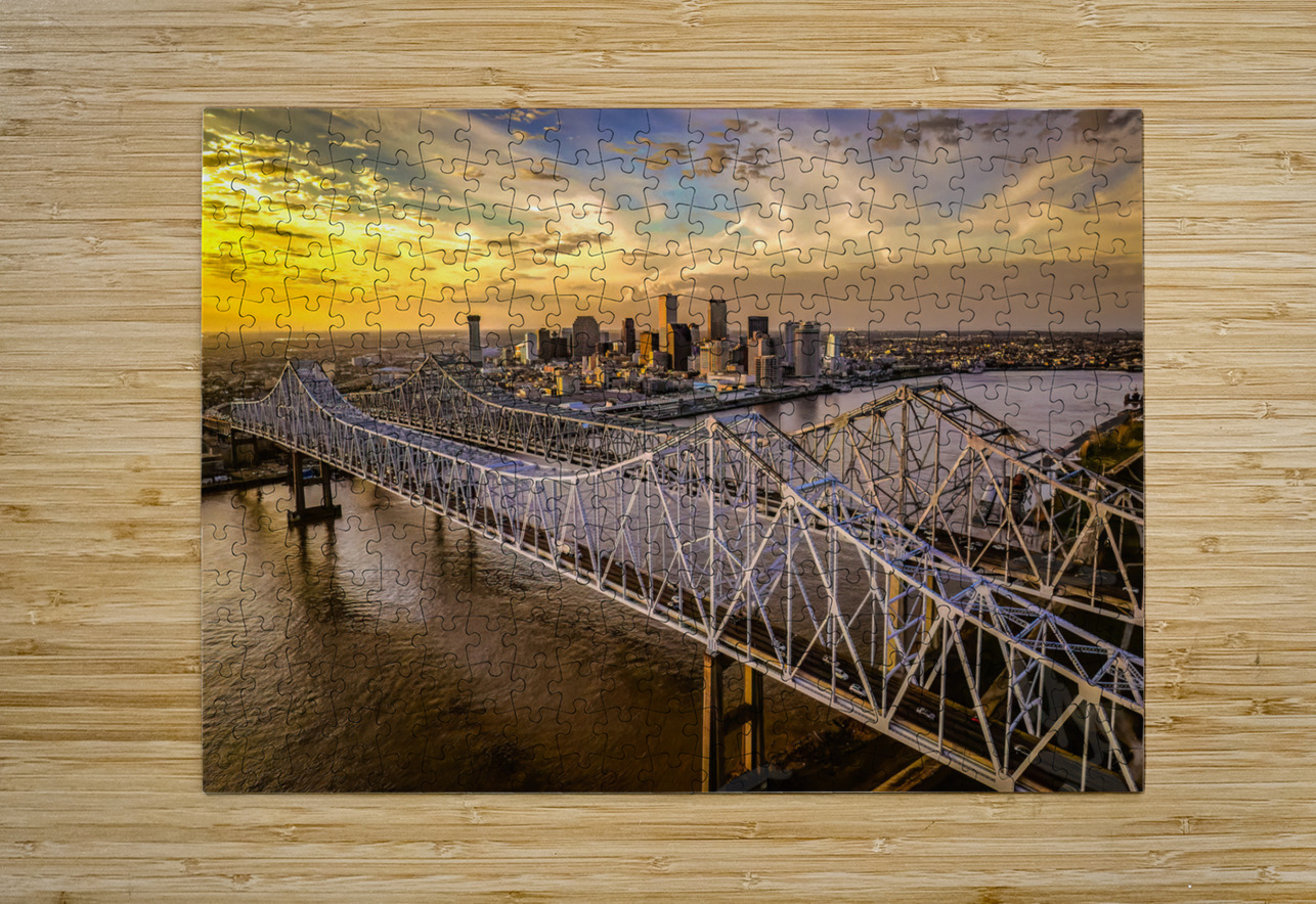 Aerial New Orleans Skyline Over Bridges Norma Brandsberg Photography Puzzle printing