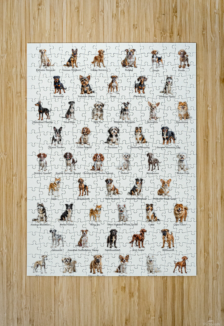 50 Dog Breeds Dekel Bar Puzzle printing