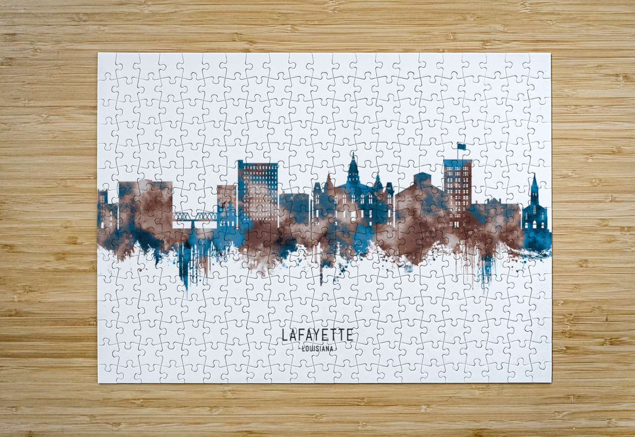 Lafayette Louisiana Skyline Sepia Towseef Dar Puzzle printing