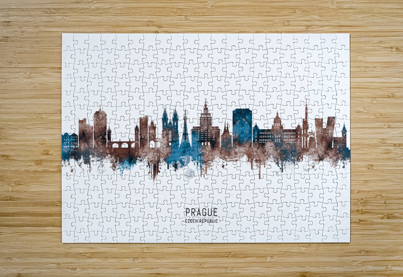 Prague Czech Republic Skyline Sepia Towseef Dar Puzzle printing