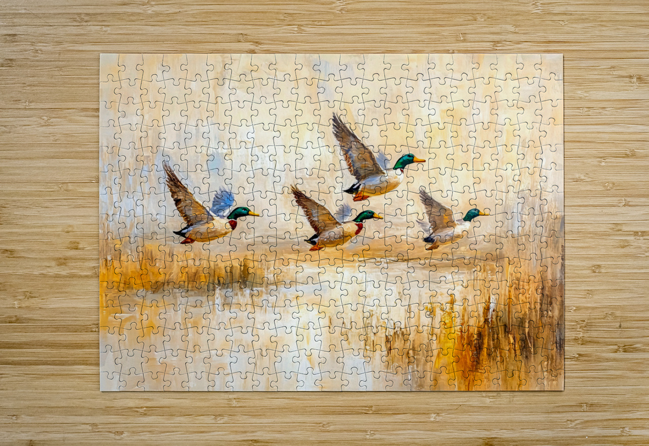 Ducks in Flight Over a Lake Travelling Light Puzzle printing