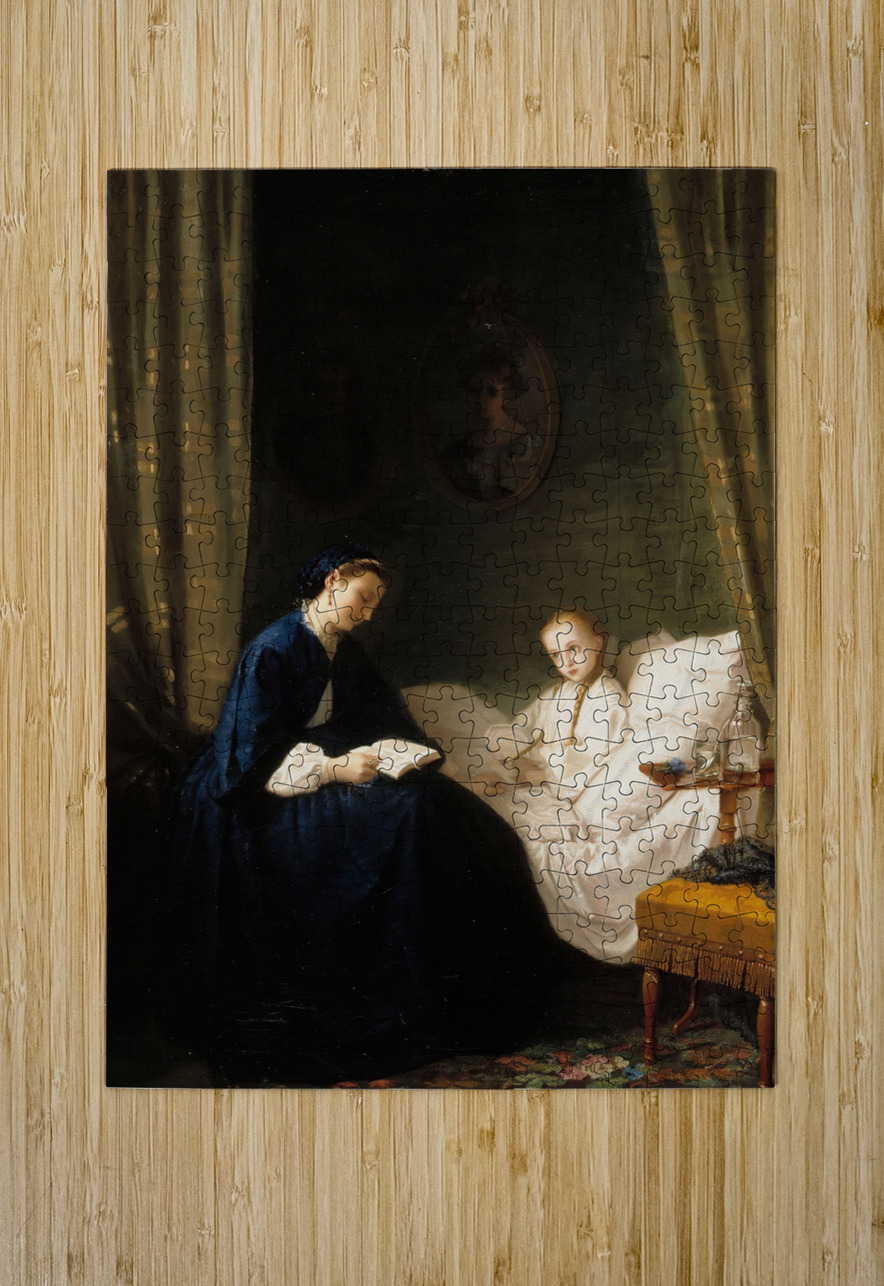Mother Reading To Her Sick Child [1859–1862] by Ida Silfverberg [1834–1899] MyCozyFineArt Puzzle printing