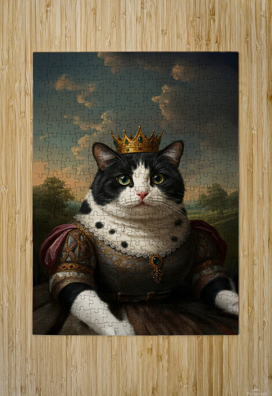 Queen Black and White Cat Brandon Dorr Puzzle printing