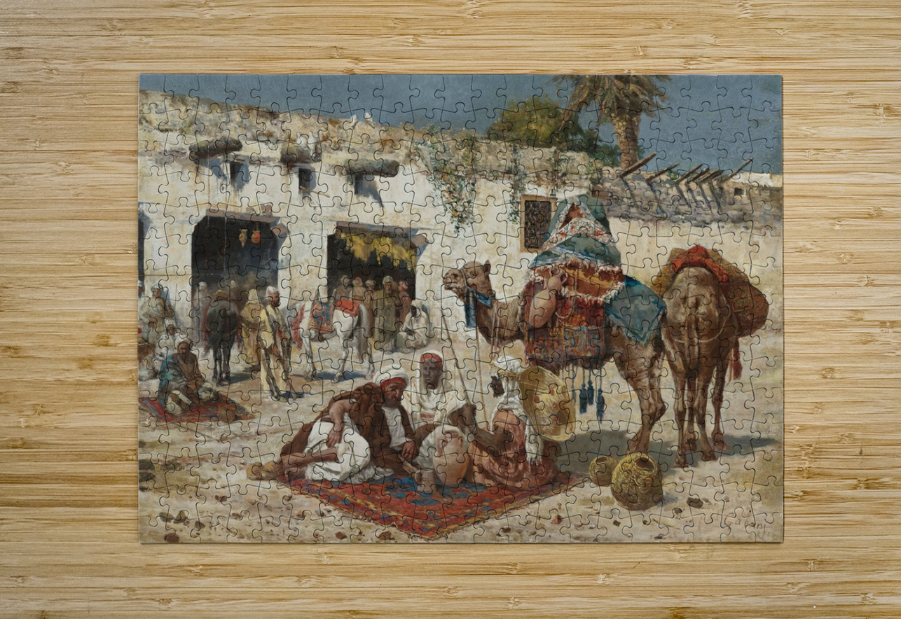 Caravan at rest by Giuseppe Gabani [1846–1899] MyCozyFineArt Puzzle printing