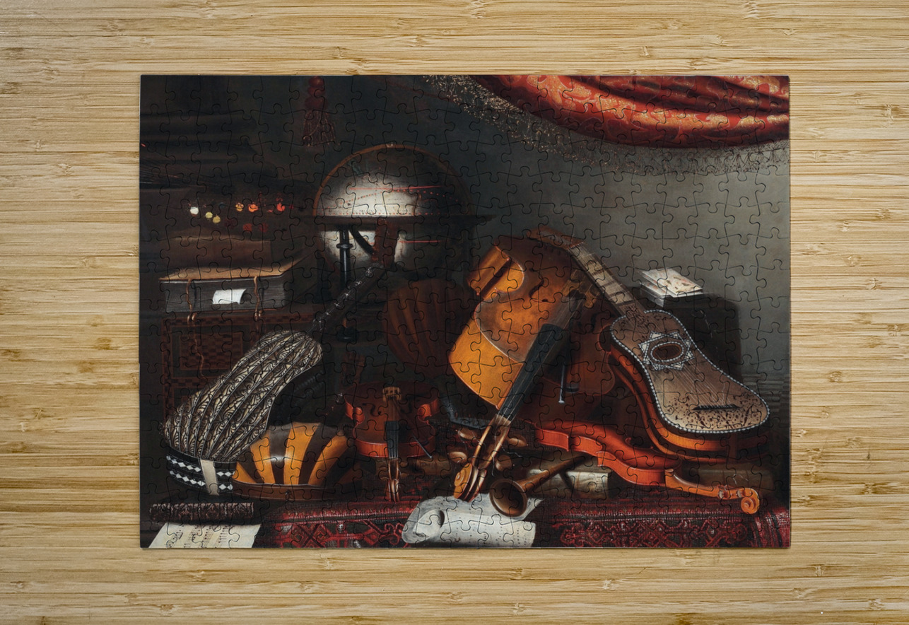 Still Life With Musical Instruments. Books And Playing Cards by Bartolomeo Bettera [1639–c. 1688] MyCozyFineArt Puzzle printing